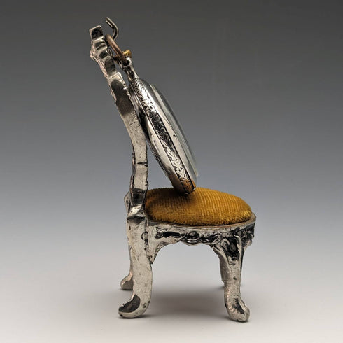 1940年代 真鍮製 椅子型 懐中時計ホルダー イエローシート